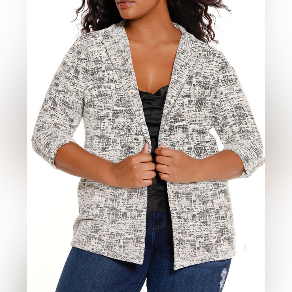 Belldini Black and Cream Textured Cardigan